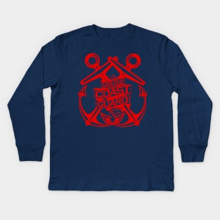 U.S. Coast Guard - Crossed Anchors in Red Kids Long Sleeve T-Shirt